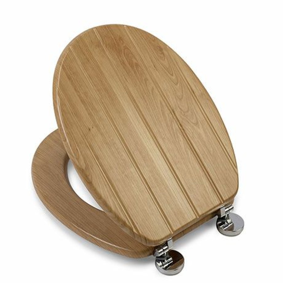 Toilet Cisterns & Parts * | Croydex Tramonti Oak Effect Flexi-Fix Toilet Seat Wl610576H