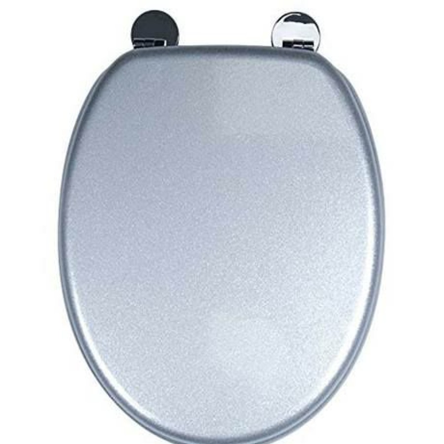 Standard Toilet Seats * | Croydex Flexi-Fix Silver Quartz Effect Anti-Bacterial Toilet Seat Wl601840H