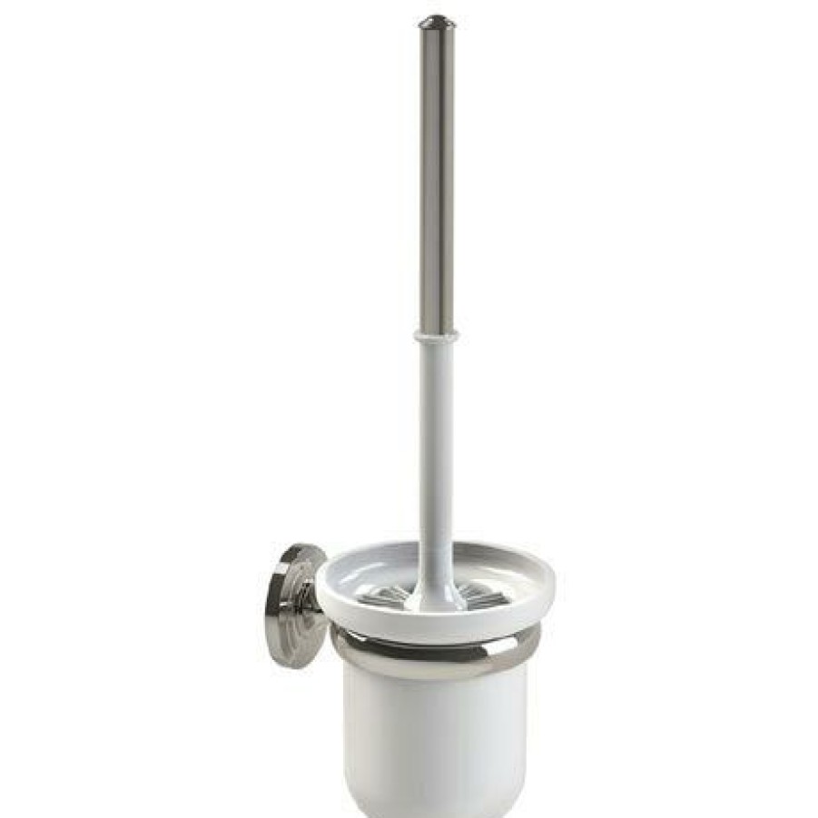 Toilet Cisterns & Parts * | Miller Oslo Polished Nickel Toilet Brush Set 8021Mn