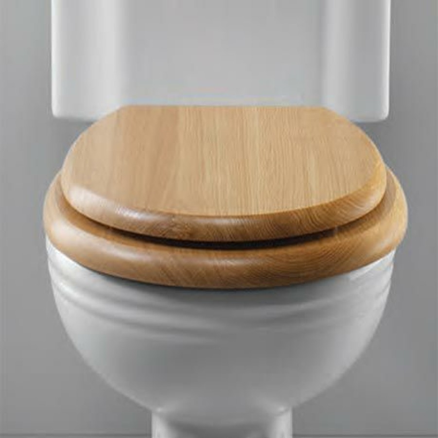 Toilet Cisterns & Parts * | Silverdale Traditional Luxury Light Oak Wooden Toilet Seat