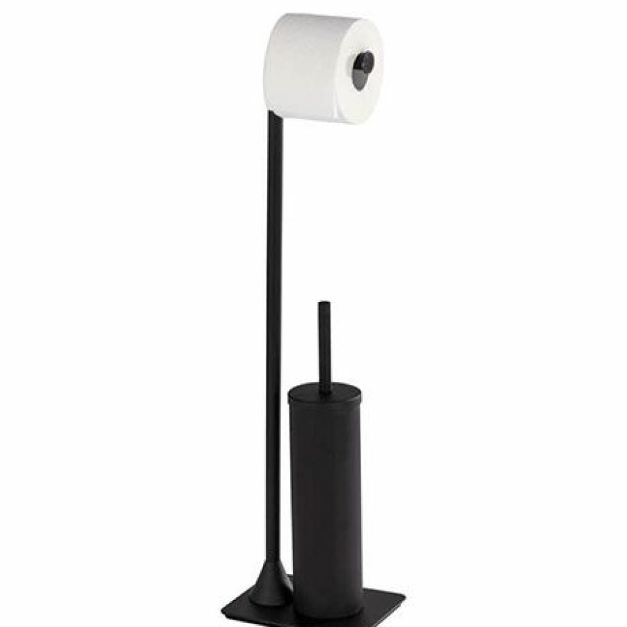 Toilet Roll Holders * | Wenko Hella Black Freestanding Toilet Brush & Roll Holder 23710100