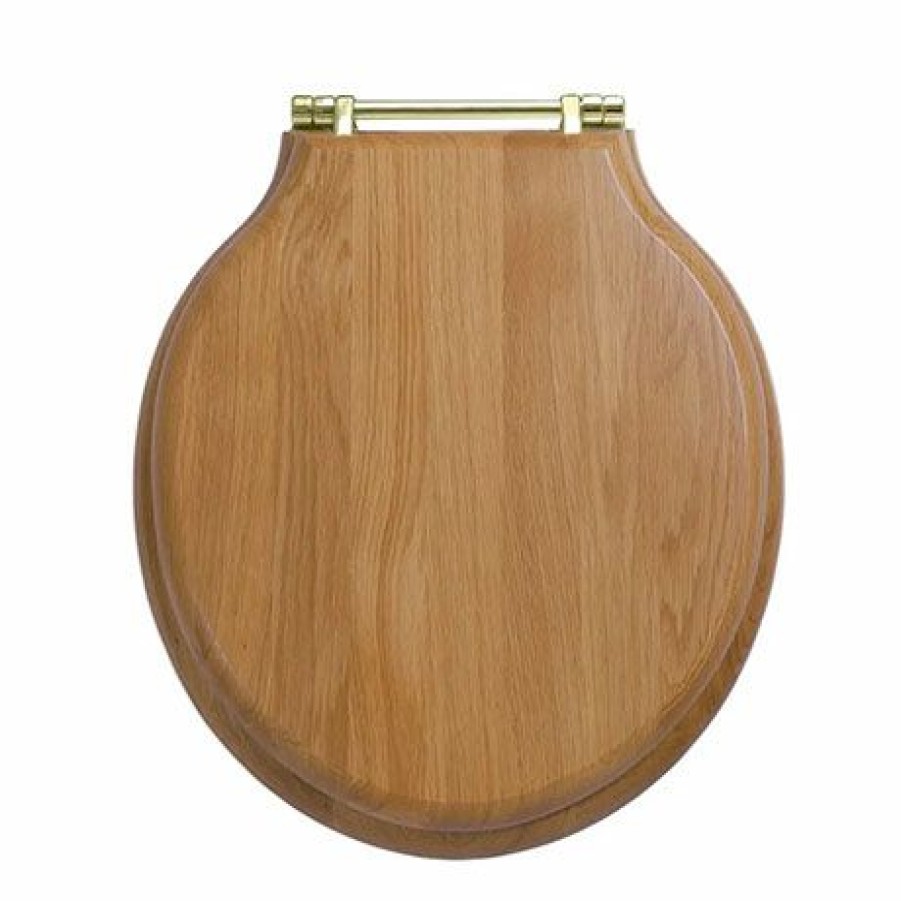 Toilet Cisterns & Parts * | Imperial Etoile Standard Toilet Seat With Antique Gold Hinges Natural Oak