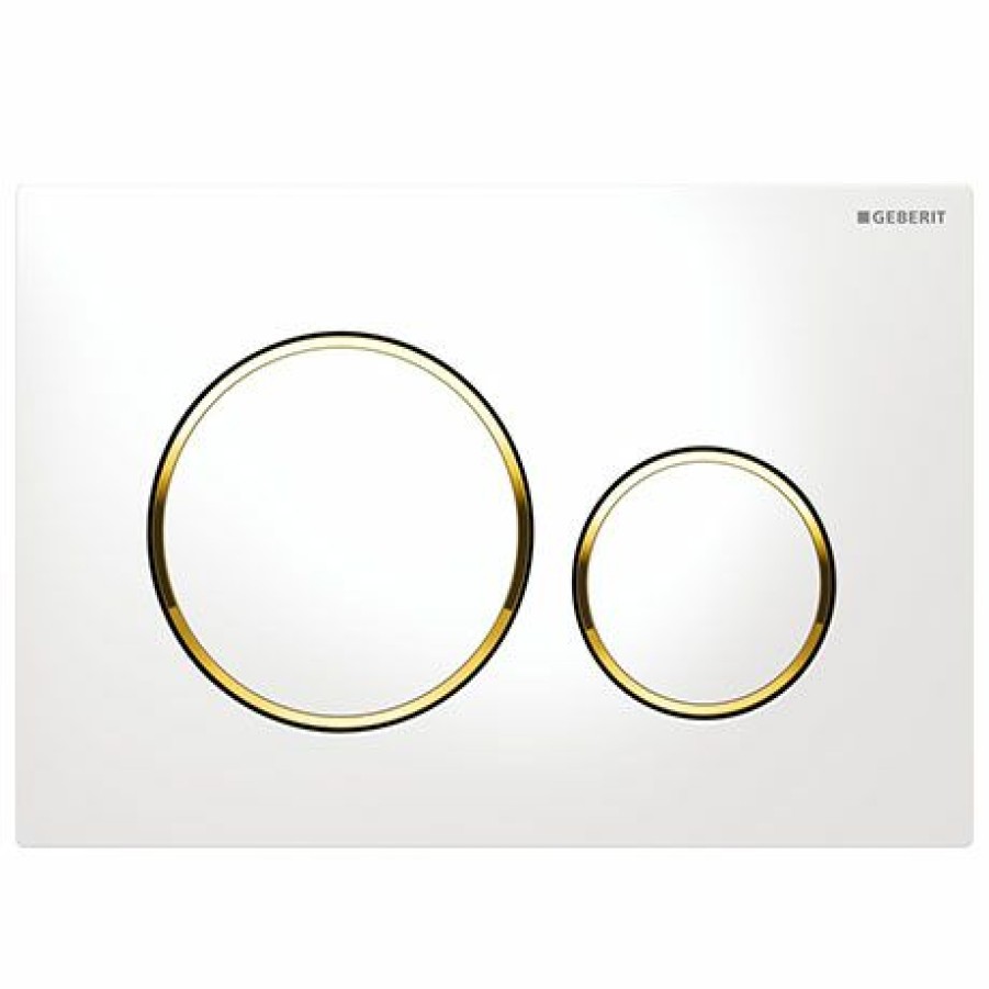 Toilet Cisterns & Parts * | Geberit Sigma 20 White + Gold Flush Plate For Up320/Up720 Cistern 15.882.Kk.1