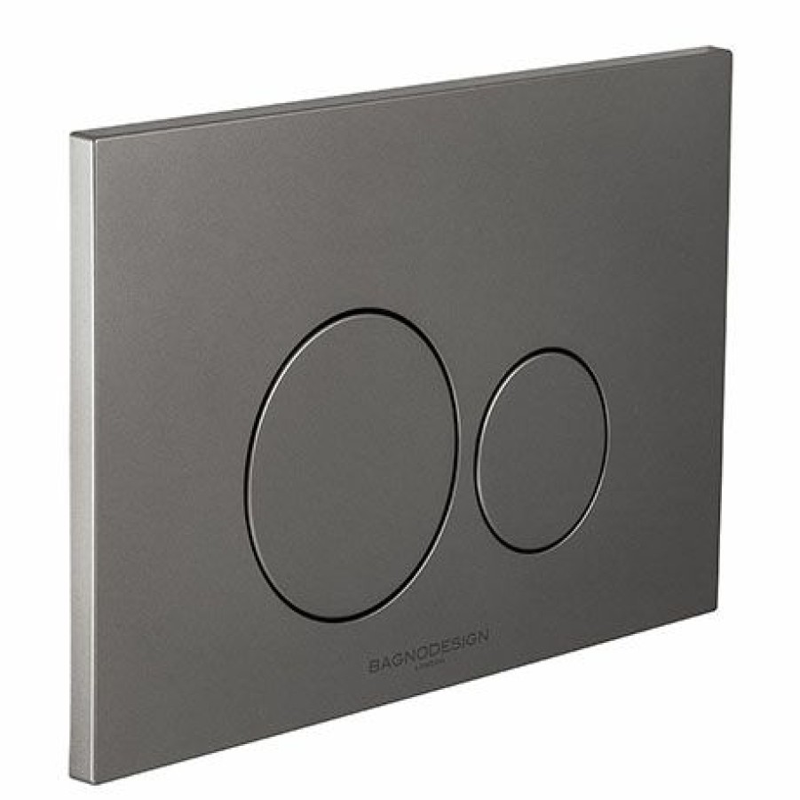 Toilet Cisterns & Parts * | Bagnodesign Aquaeco Anthracite Dual Flush Plate With Round Buttons