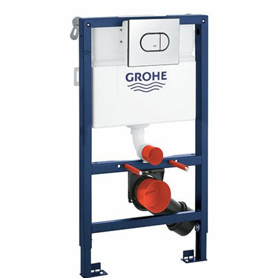 Wall Hung Toilet Frames * | Grohe Solido 0.82M 3 In 1 Set Low Noise Support Frame For Wall Hung Wc With Arena Flush Plate 39843000