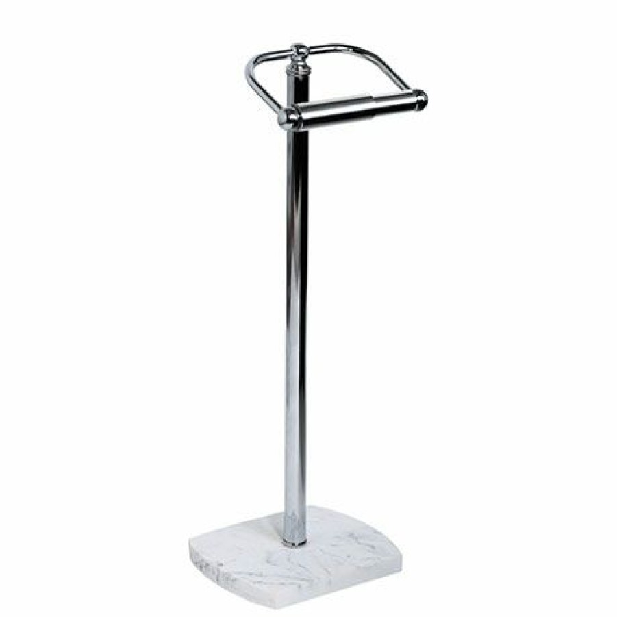 Toilet Roll Holders * | Trafalgar White Marble Effect Freestanding Toilet Roll Holder