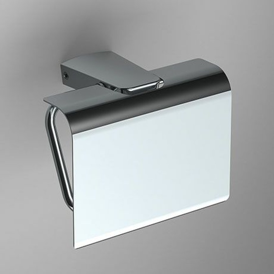 Toilet Roll Holders * | Venice Square Chrome Toilet Roll Holder With Cover