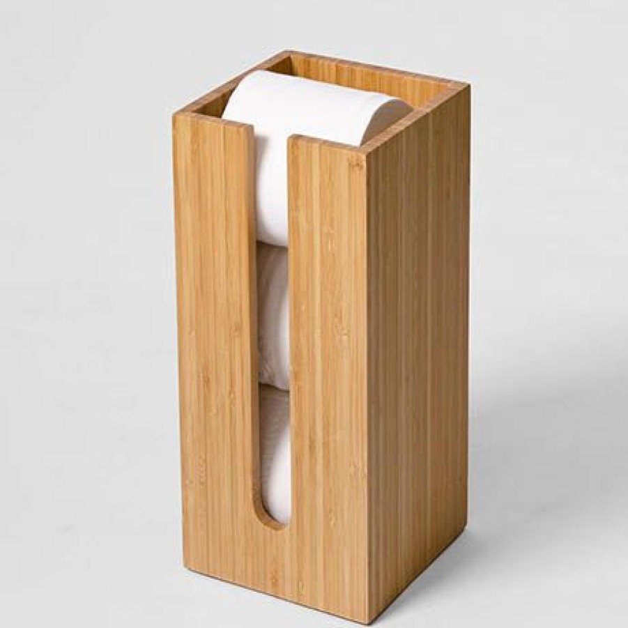 Toilet Roll Holders * | Wooden Spare Toilet Roll Storage Box Bamboo