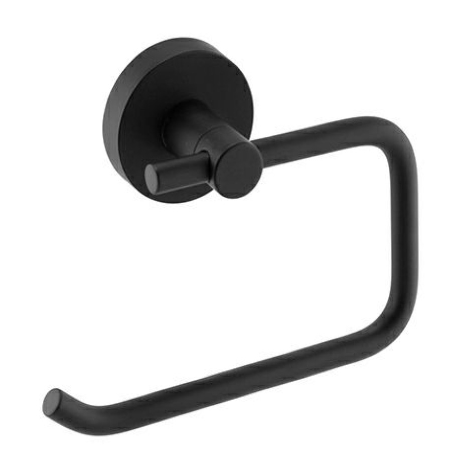 Toilet Roll Holders * | Arezzo Matt Black Round Toilet Roll Holder