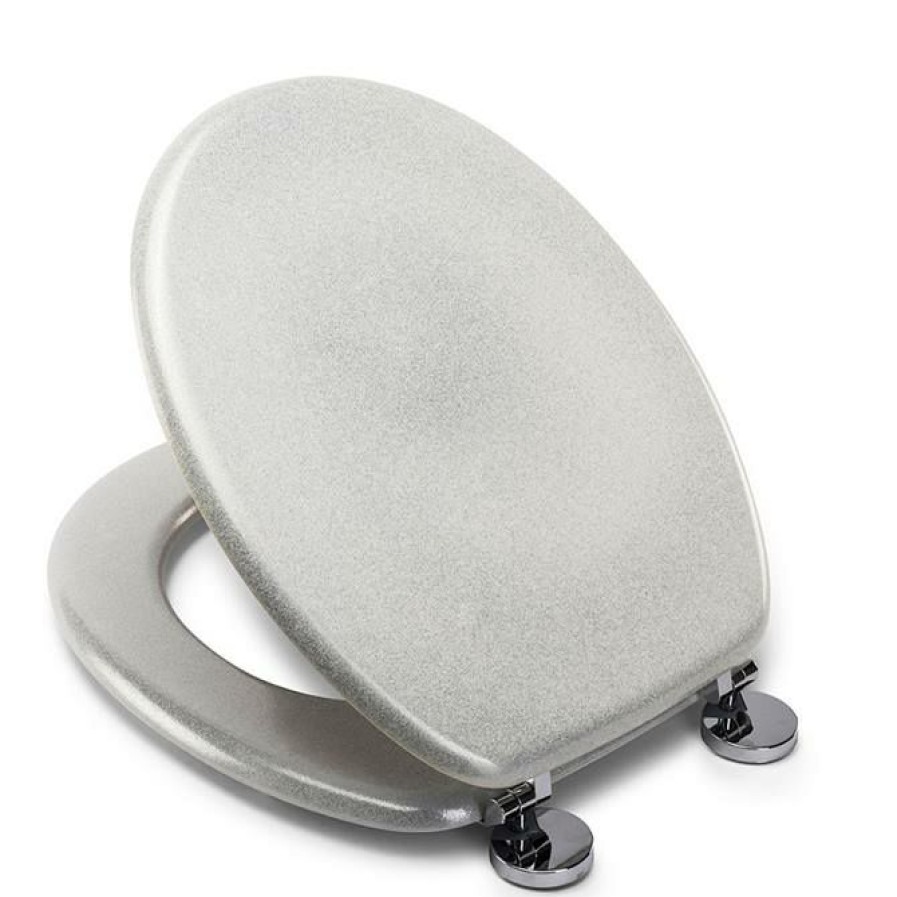 Standard Toilet Seats * | Croydex Flexi-Fix White Quartz Effect Anti-Bacterial Toilet Seat Wl601822H