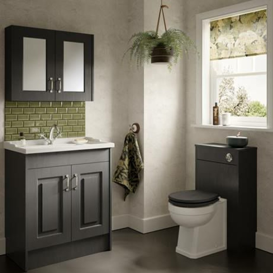 Toilet Cisterns & Parts * | York Dark Grey Top Fixing Soft Close Toilet Seat